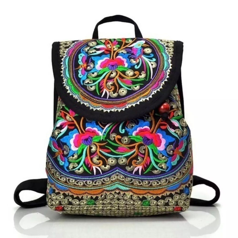 Embroidered Floral Boho Hippie Backpack